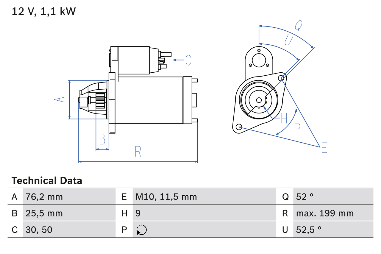 Startmotor utbytes 12V/1,4kW