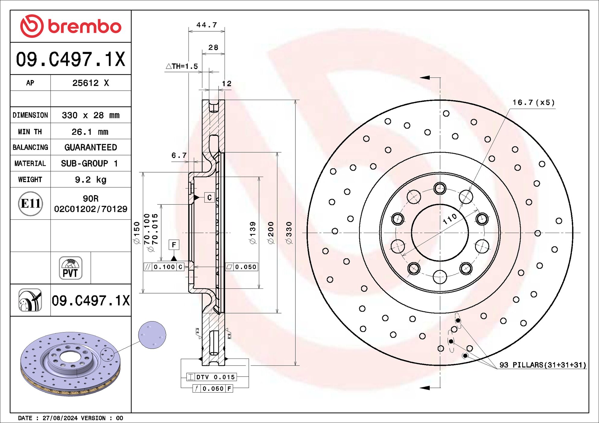Bromsskiva Brembo XTRA